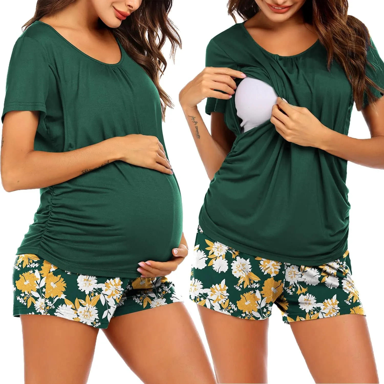 Ekouaer Womens Maternity Pajamas Nursing Pjs for Breastfeeding Soft Postpartum Lounge Sets Sleepwear Layer Pregnancy Clothes