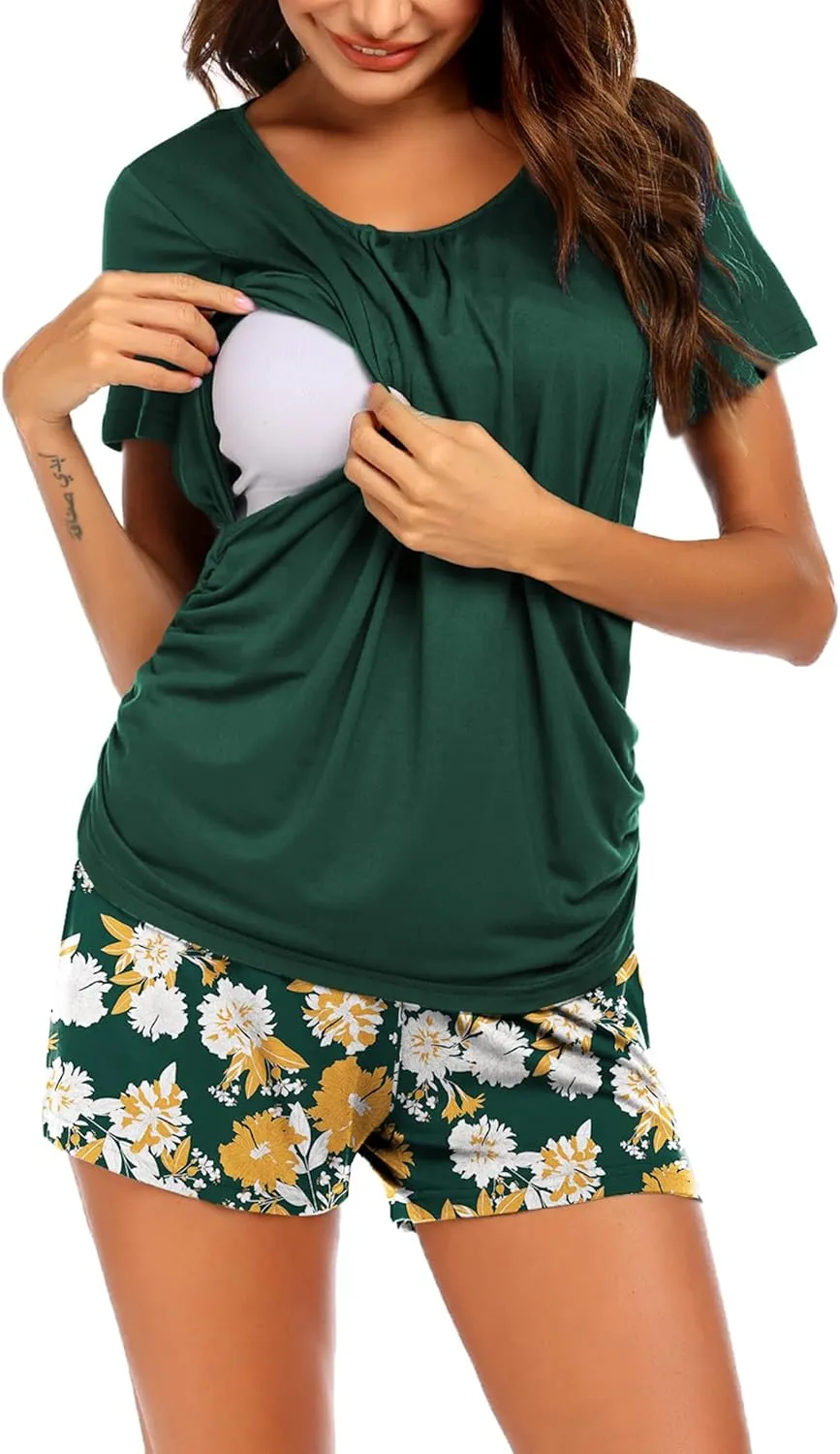 Ekouaer Womens Maternity Pajamas Nursing Pjs for Breastfeeding Soft Postpartum Lounge Sets Sleepwear Layer Pregnancy Clothes