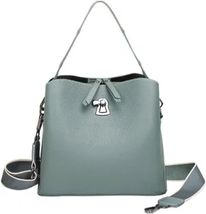 Fashion All-match Soft Leather Bucket Top Layer Cowhide Crossbody Genuine Leather Shoulder Bag