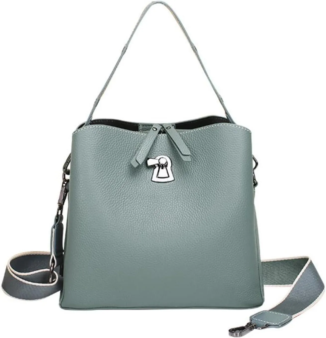 Fashion All-match Soft Leather Bucket Top Layer Cowhide Crossbody Genuine Leather Shoulder Bag