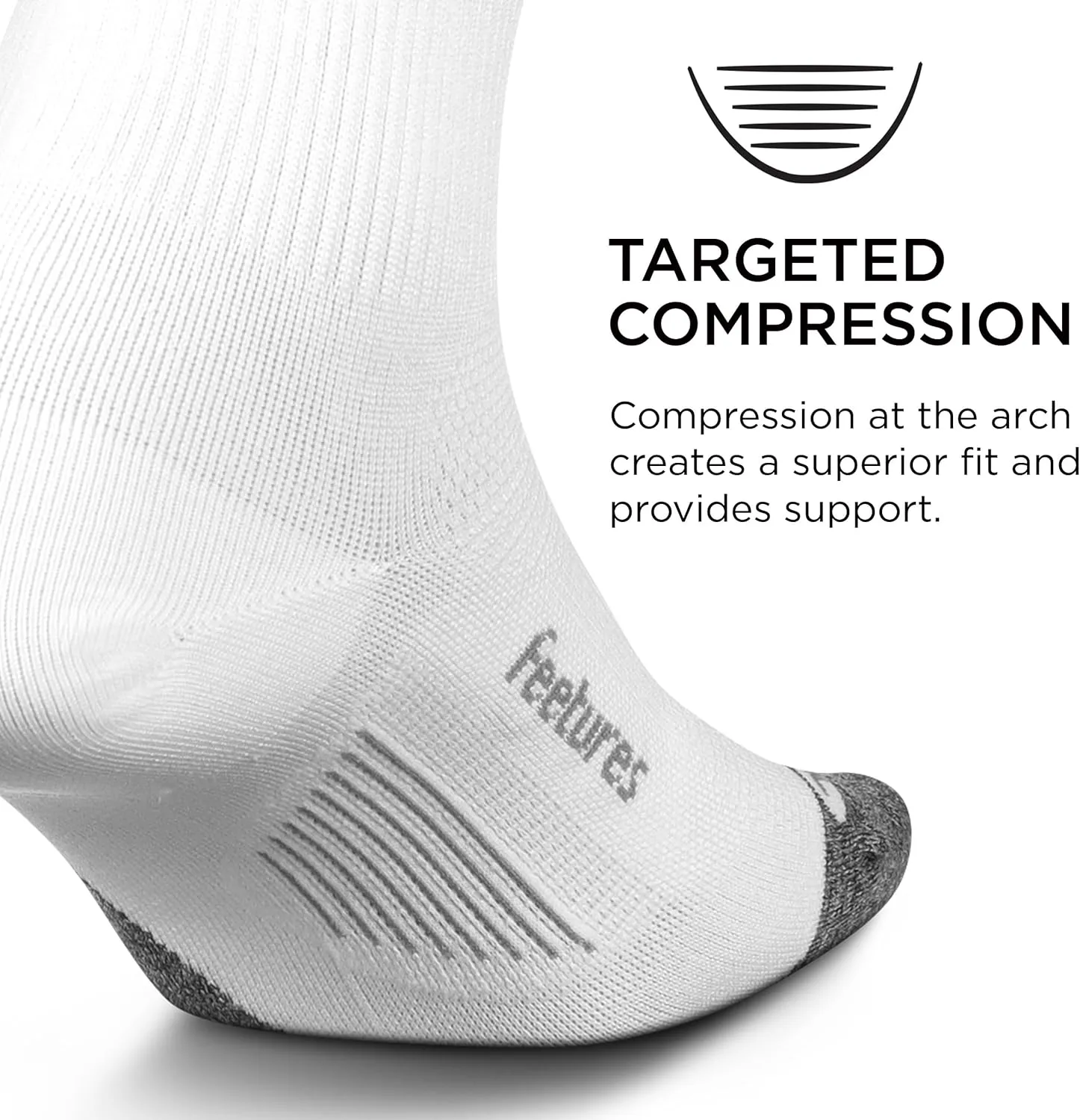 Feetures Elite Ultra Light Cushion Quarter - Sport Sock with Targeted Compression - (1 Pair)
