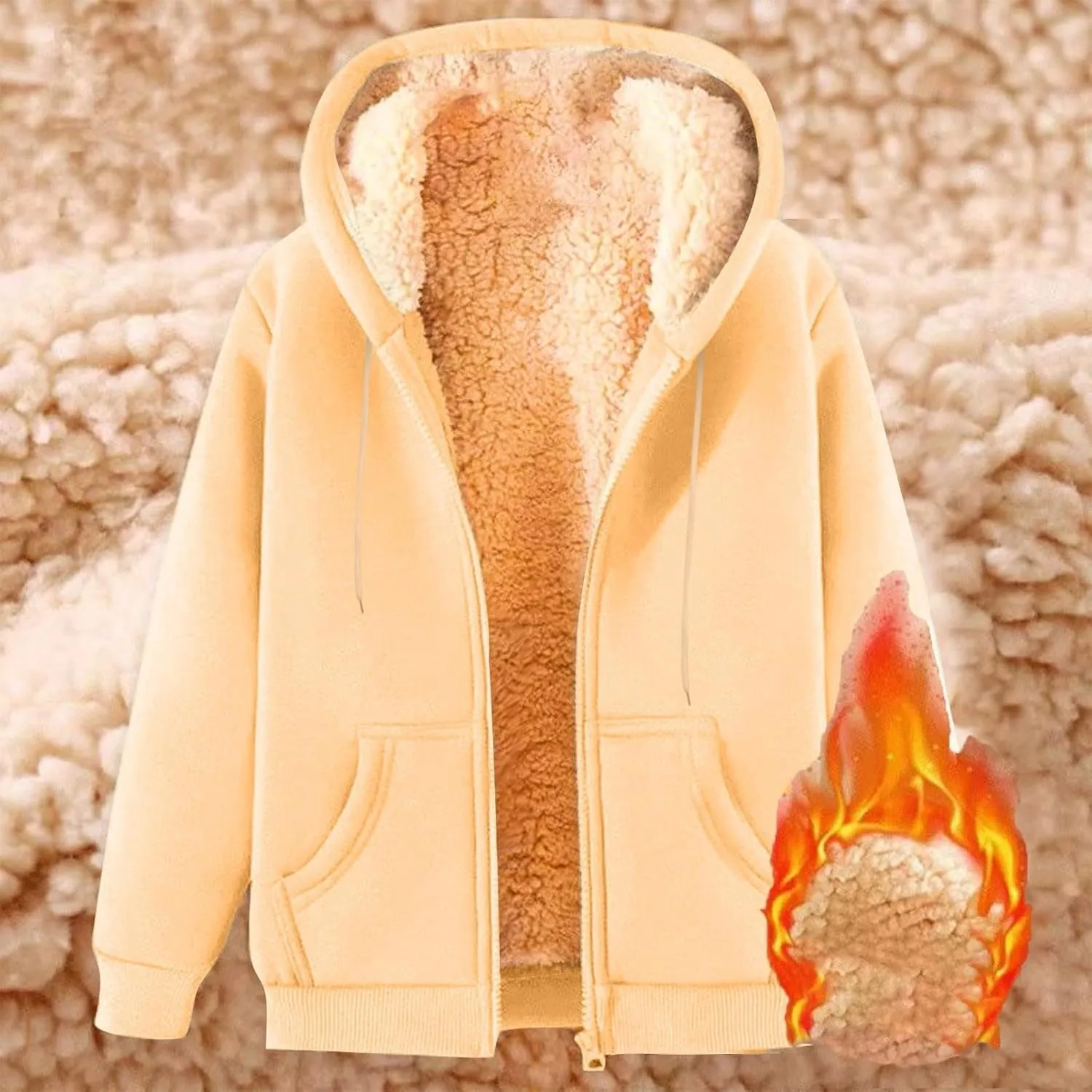 Fleece Jacket Men Winter Warm Zip Up Coats Sherpa Lined Thick Warm Jackets Casual Long Sleeve Outerwear Hoodies