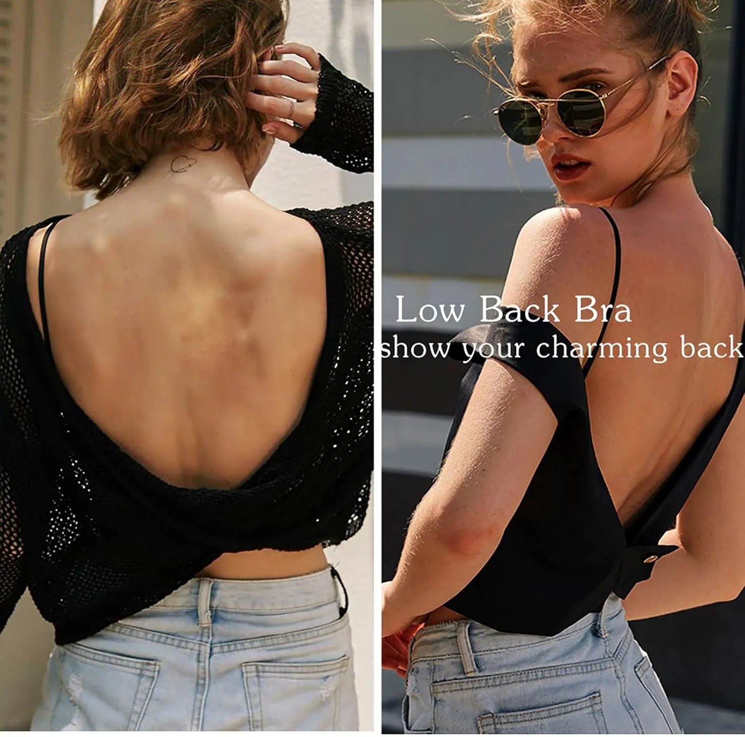 ForBaysy Low Back Bras for Women Push Up Deep V Neck Backless Bra,Low Cut Multiway Convertible Bra Wire Lifting Bralette