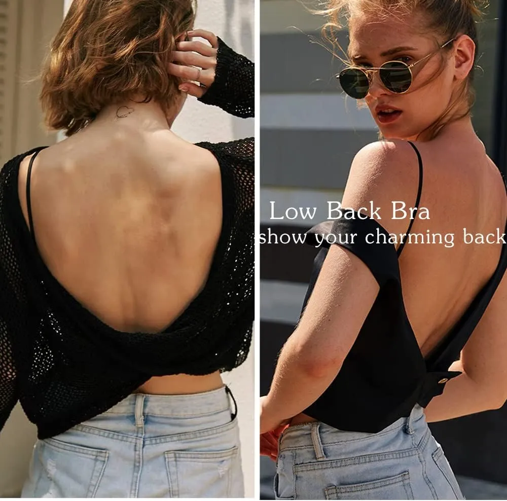 ForBaysy Low Back Bras for Women Push Up Deep V Neck Backless Bra,Low Cut Multiway Convertible Bra Wire Lifting Bralette