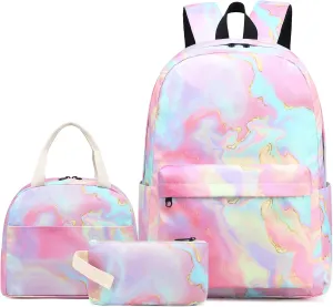 Fuyicat School Backpack Set for Girls, 3-in-1 Kids Teens Elementary Middle School Bags Bookbag with Lunch Bag Pencil Case