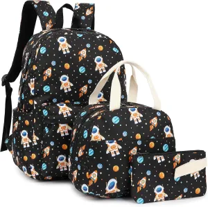 Girls School Backpacks for Kids Teens, 3-in-1 School Bag Bookbags Set with Lunch Bag Pencil Case