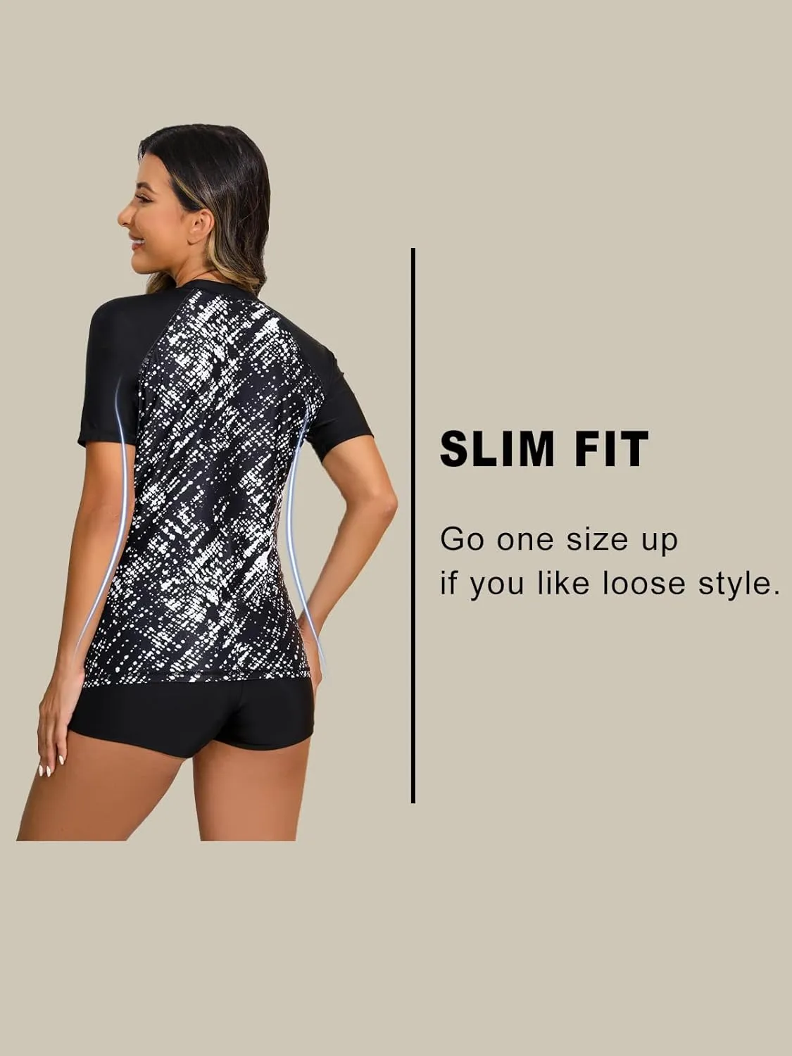 Halcurt Women Short Sleeve Two Piece Rash Guard Set UPF 50 Swim Shirt with Board Shorts