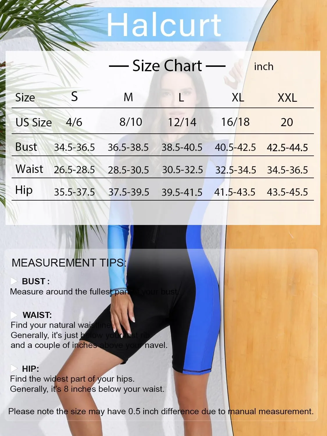 Halcurt Women's Boyleg One Piece Rash Guard with Built in Bra UPF50  Zip Long Sleeve Full Body Modest Swimsuit