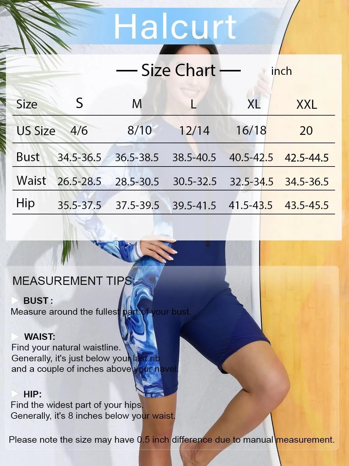 Halcurt Women's Boyleg One Piece Rash Guard with Built in Bra UPF50  Zip Long Sleeve Full Body Modest Swimsuit