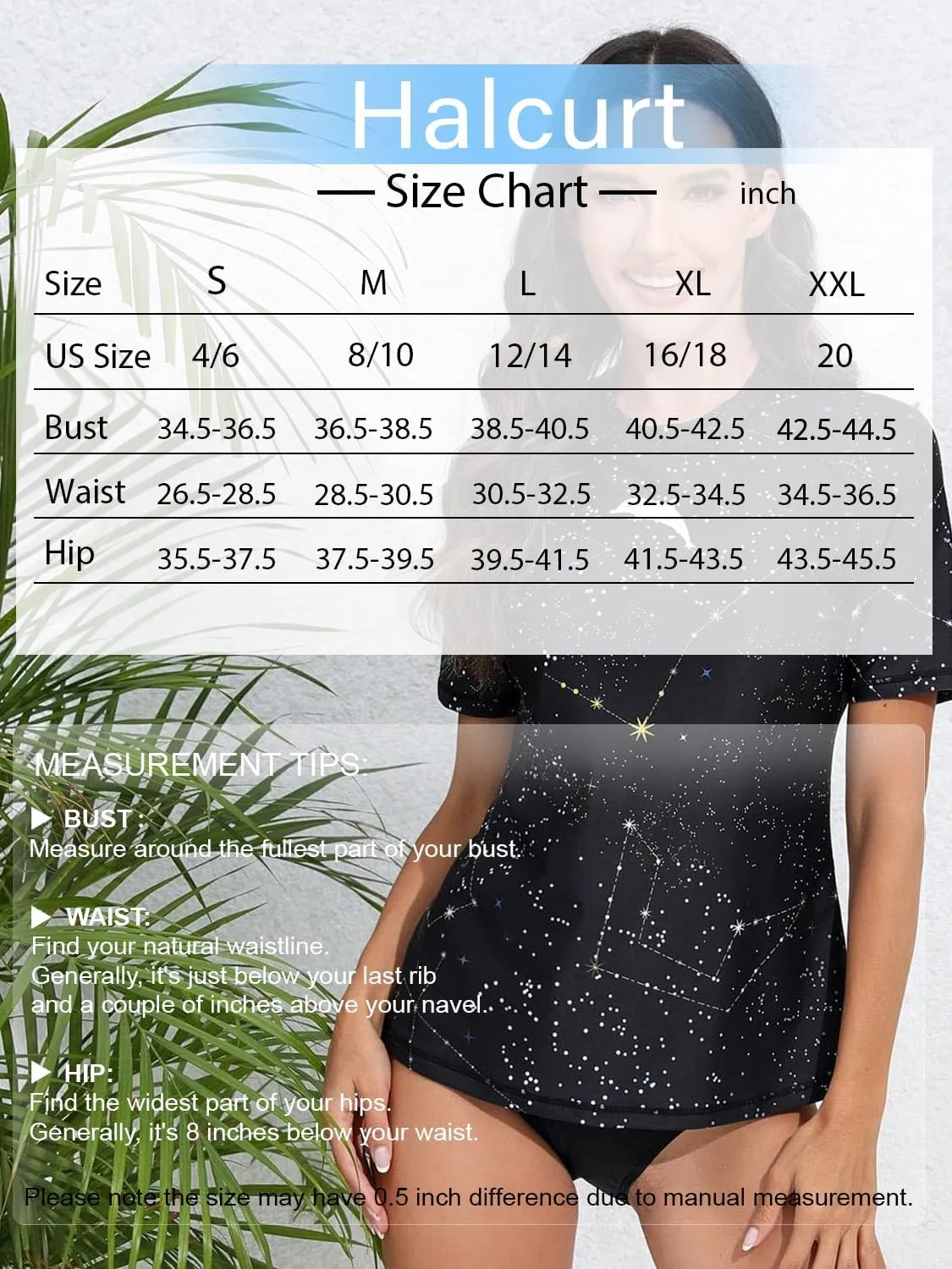 Halcurt Women's Short Sleeve Rash Guard Swimsuit Top with Built in Bra Swim Shirt UPF50  Quick Dry Bathing Suit