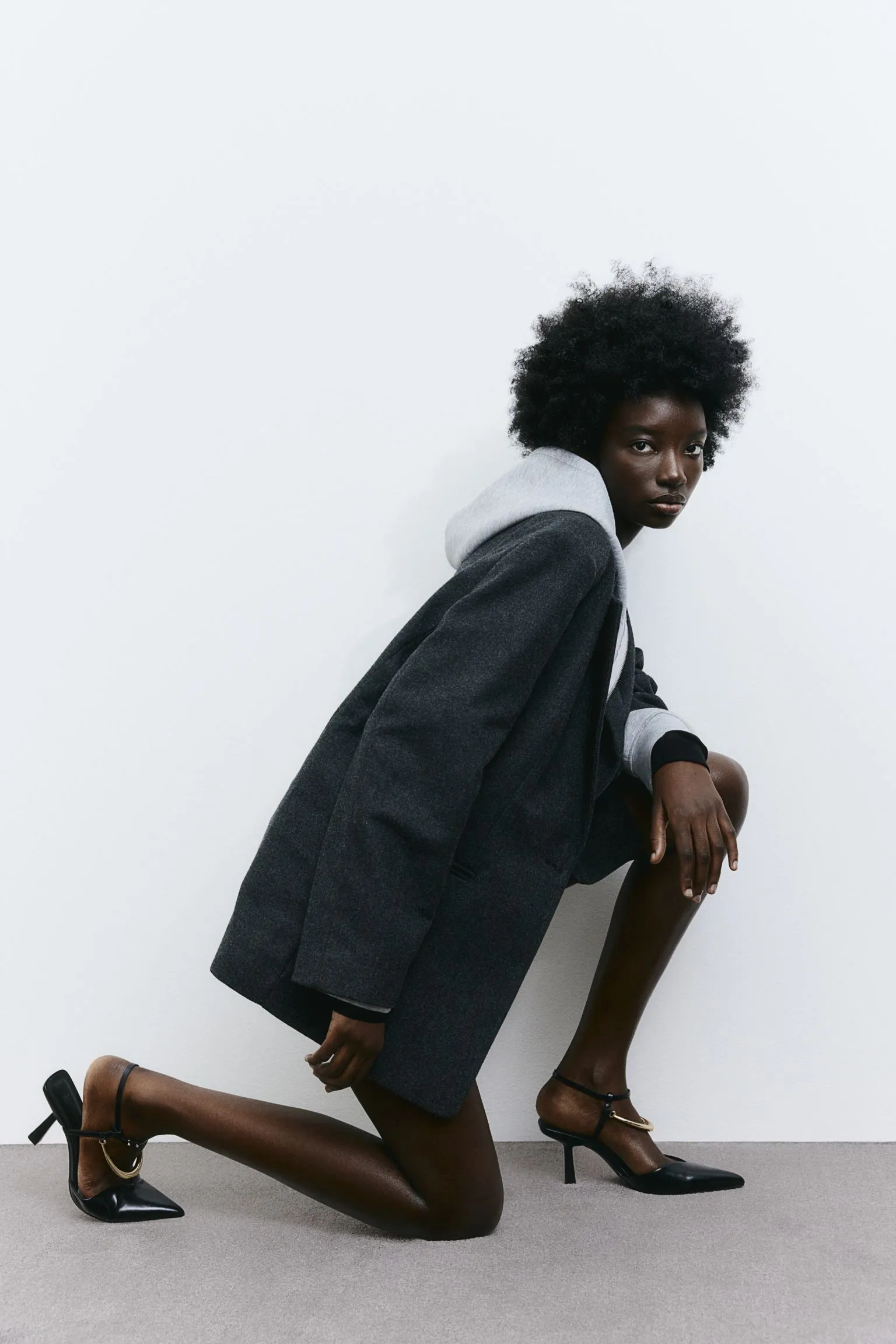 H&M Oversized Twill jacket, dark gray