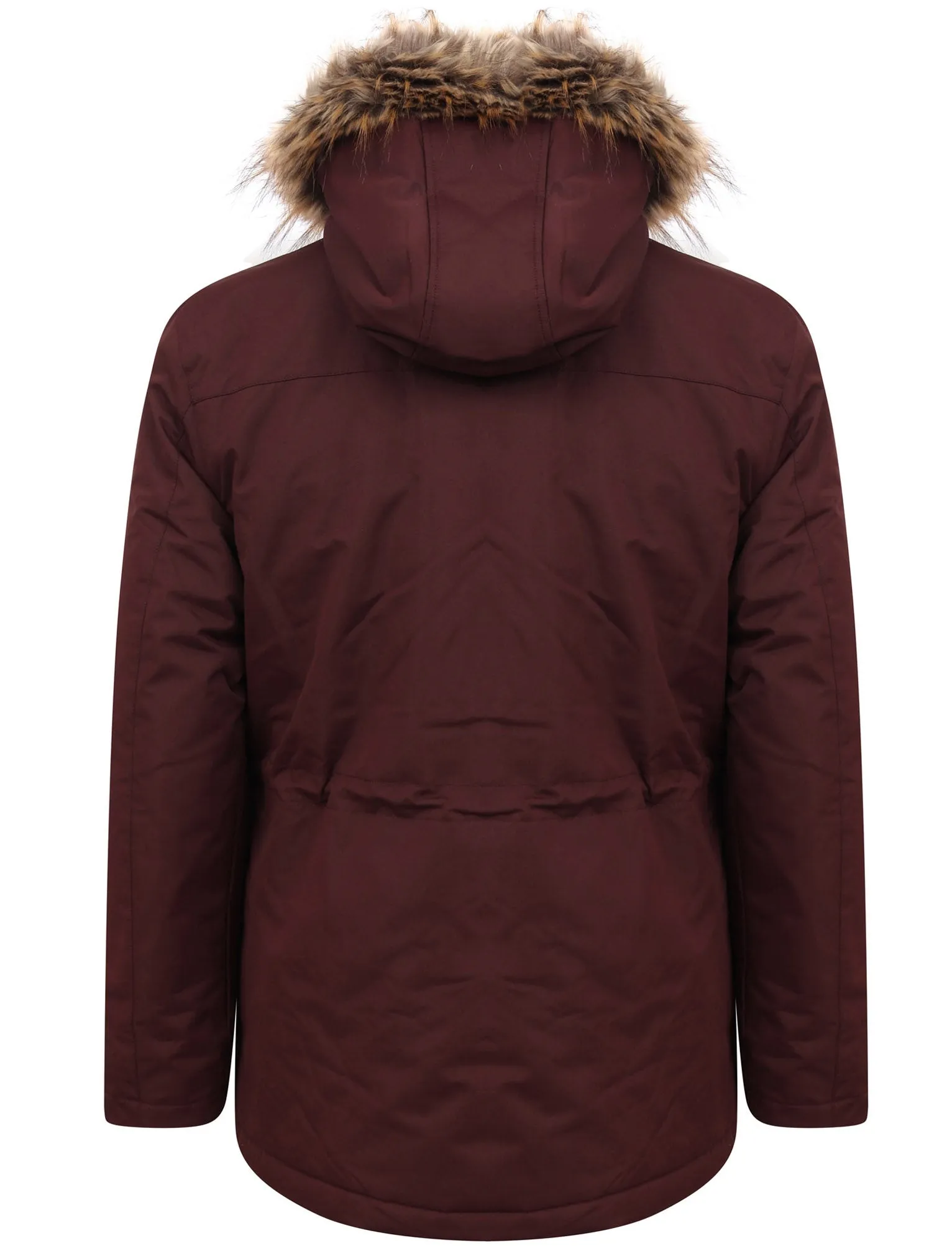 Hjalmar Utility Parka Coat with Fleece Lined Faux Fur Trim Hood in Vintage Wine - Tokyo Laundry