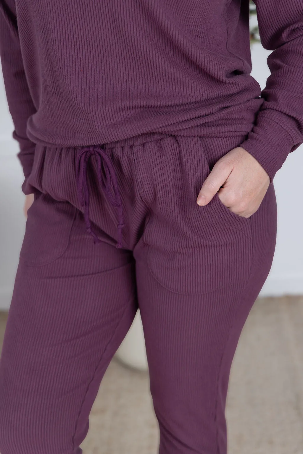IN PRODUCTION Corrine Joggers - Plum