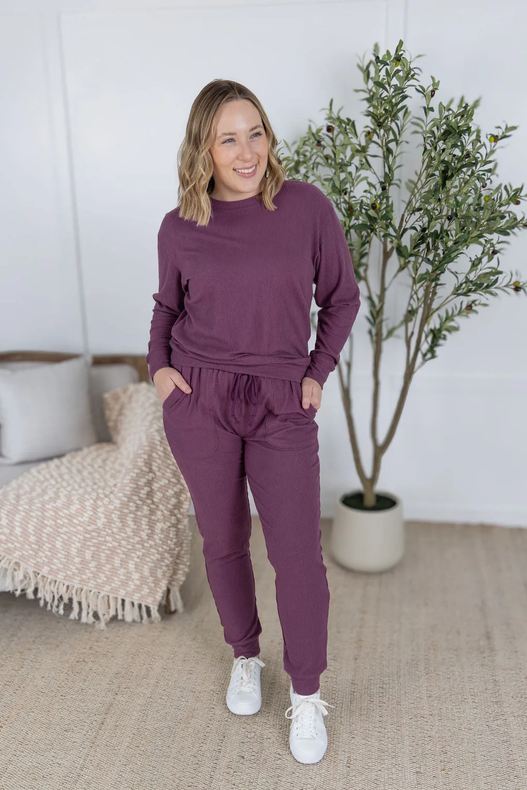 IN PRODUCTION Corrine Joggers - Plum