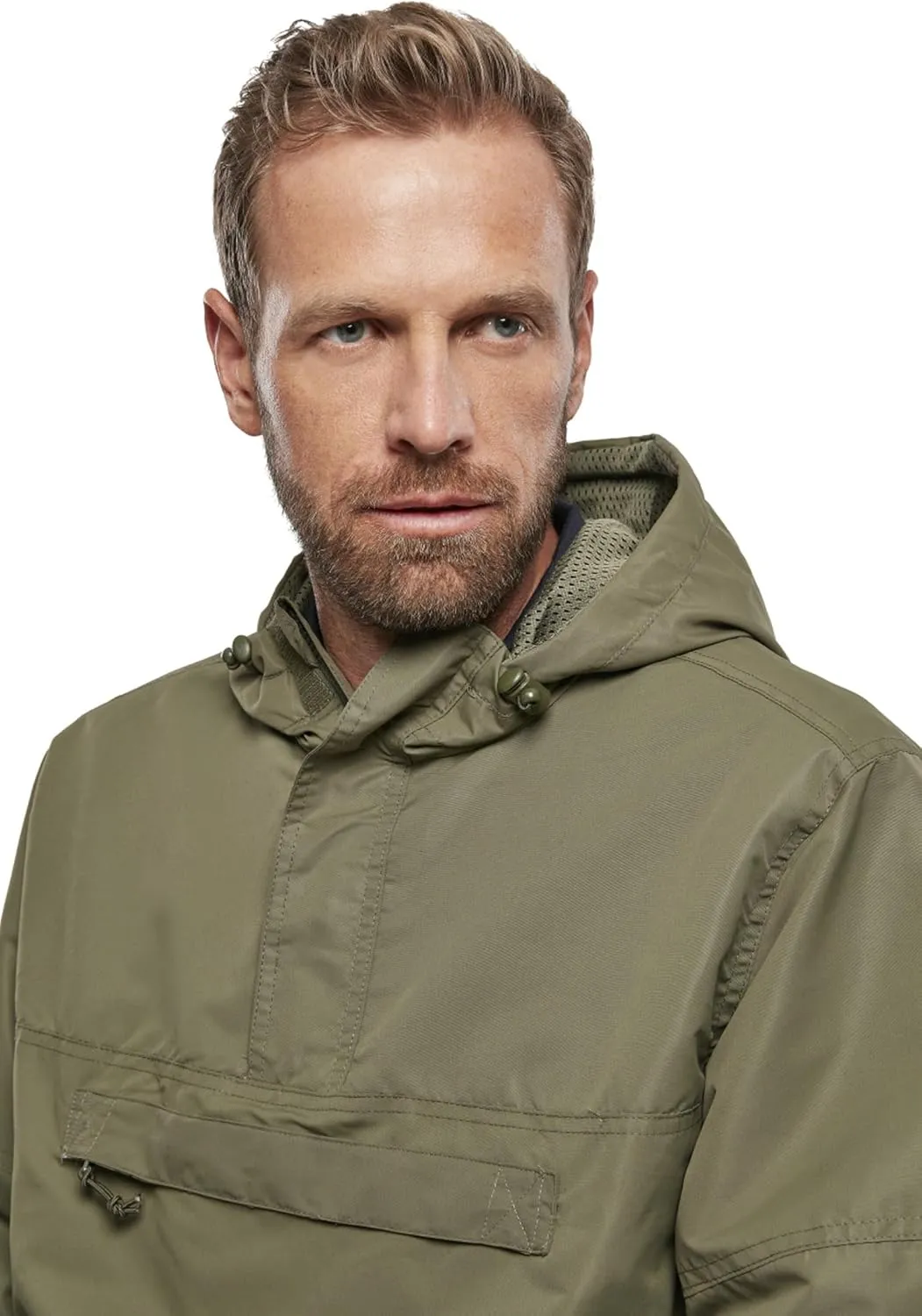 Individual Wear Men's Light Quater Zip Wind/Water-Resistant Casual Outdoor Hooded Windbreaker Pullover w/Mesh Lining