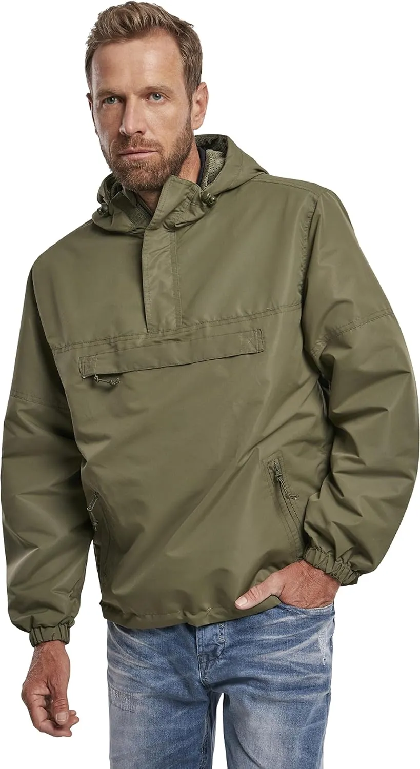 Individual Wear Men's Light Quater Zip Wind/Water-Resistant Casual Outdoor Hooded Windbreaker Pullover w/Mesh Lining