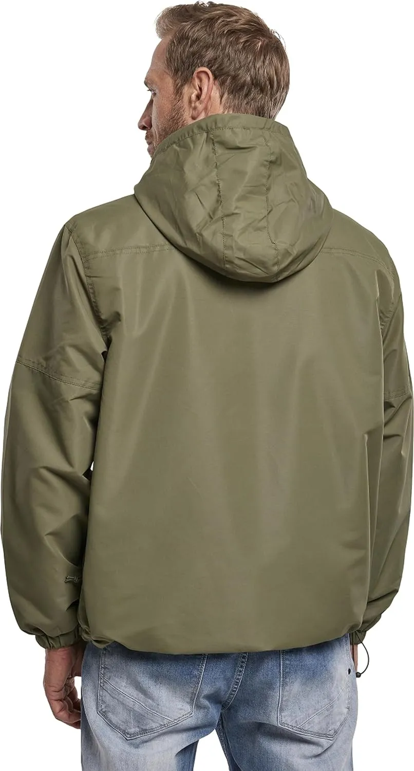 Individual Wear Men's Light Quater Zip Wind/Water-Resistant Casual Outdoor Hooded Windbreaker Pullover w/Mesh Lining