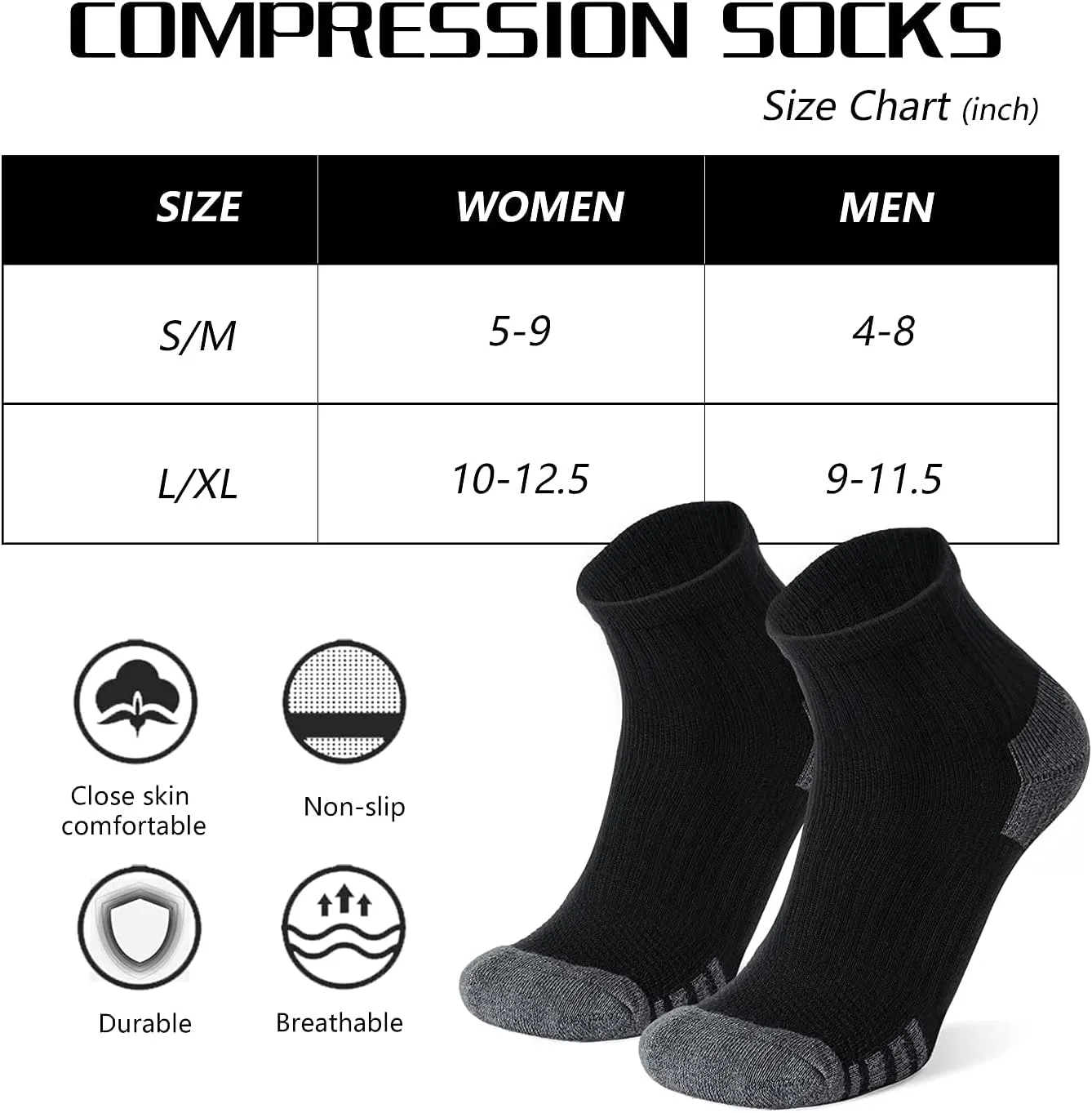 Iseasoo Copper Compression Socks for Men & Women Circulation-Ankle Plantar Fasciitis Socks Support for Athletic Running