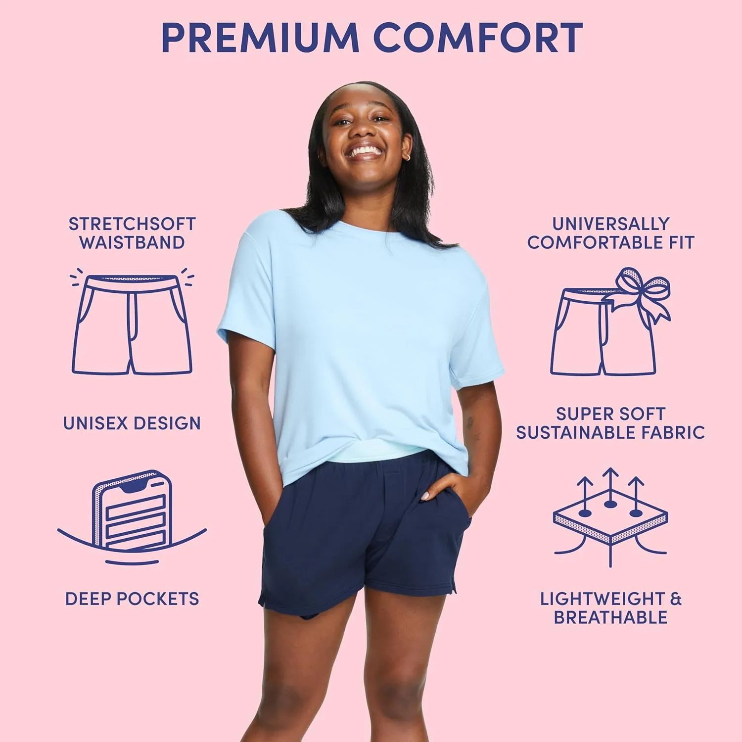 Jambys Boxers With Pockets | House Shorts Unisex Lounge and Sleep Shorts for Women and Men, Multi-Use Pajama Shorts