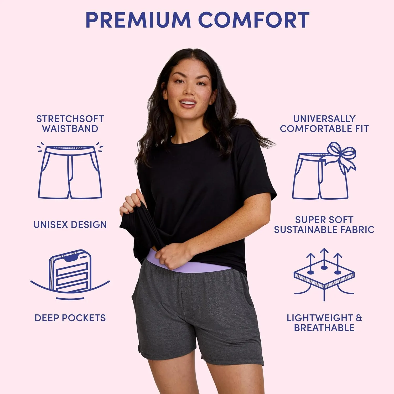 Jambys Boxers With Pockets | House Shorts Unisex Lounge and Sleep Shorts for Women and Men, Multi-Use Pajama Shorts
