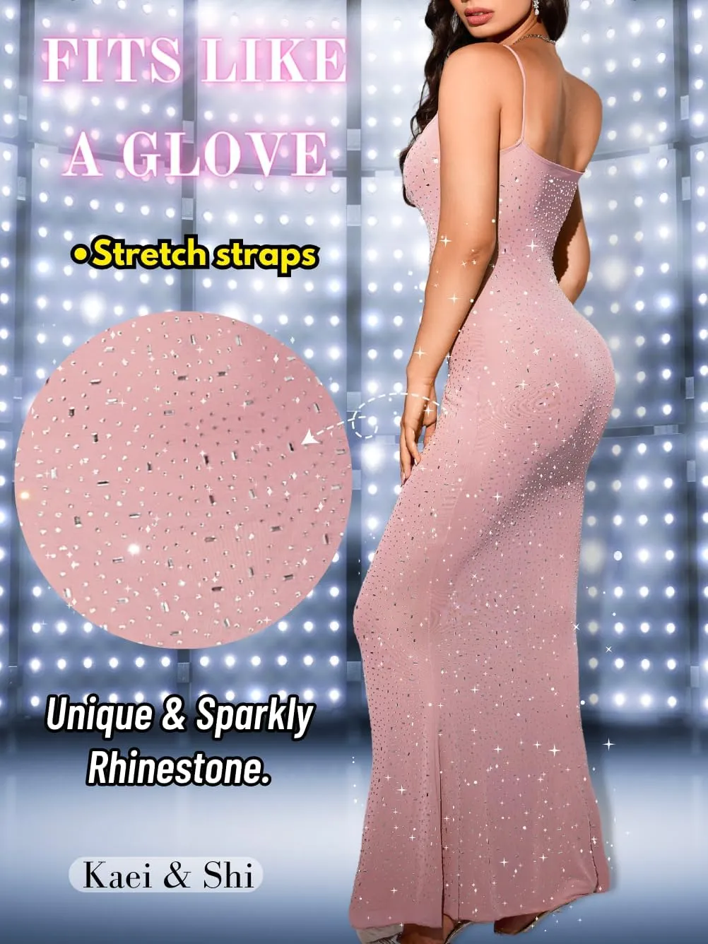Kaei&Shi Rhinestone Mesh Dress,Glitter Sparkly Embellished Sheer Maxi Dresses,Sexy Birthday Outfit for Women Cocktail Party