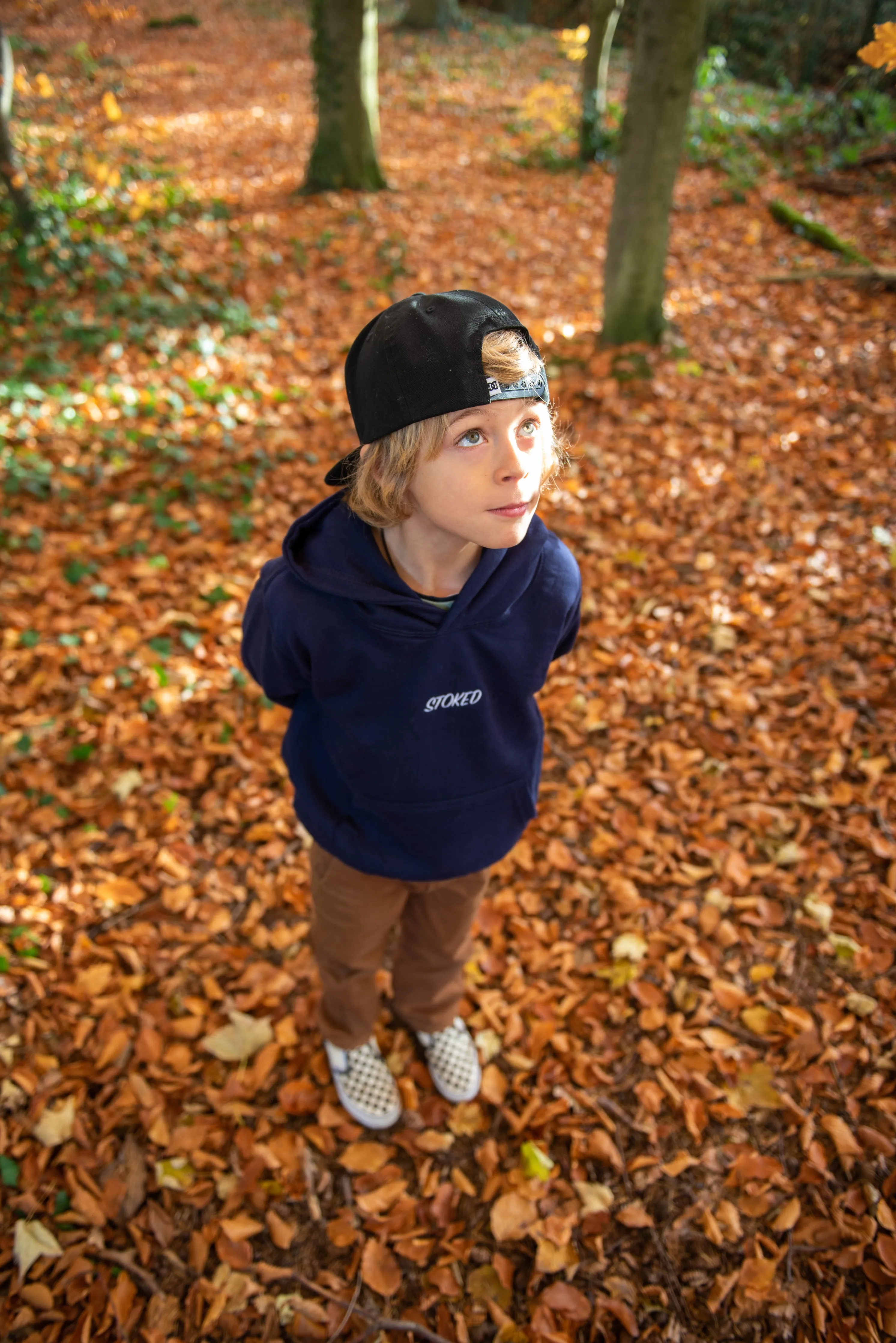 Kids Lightweight Script Hoodie Navy