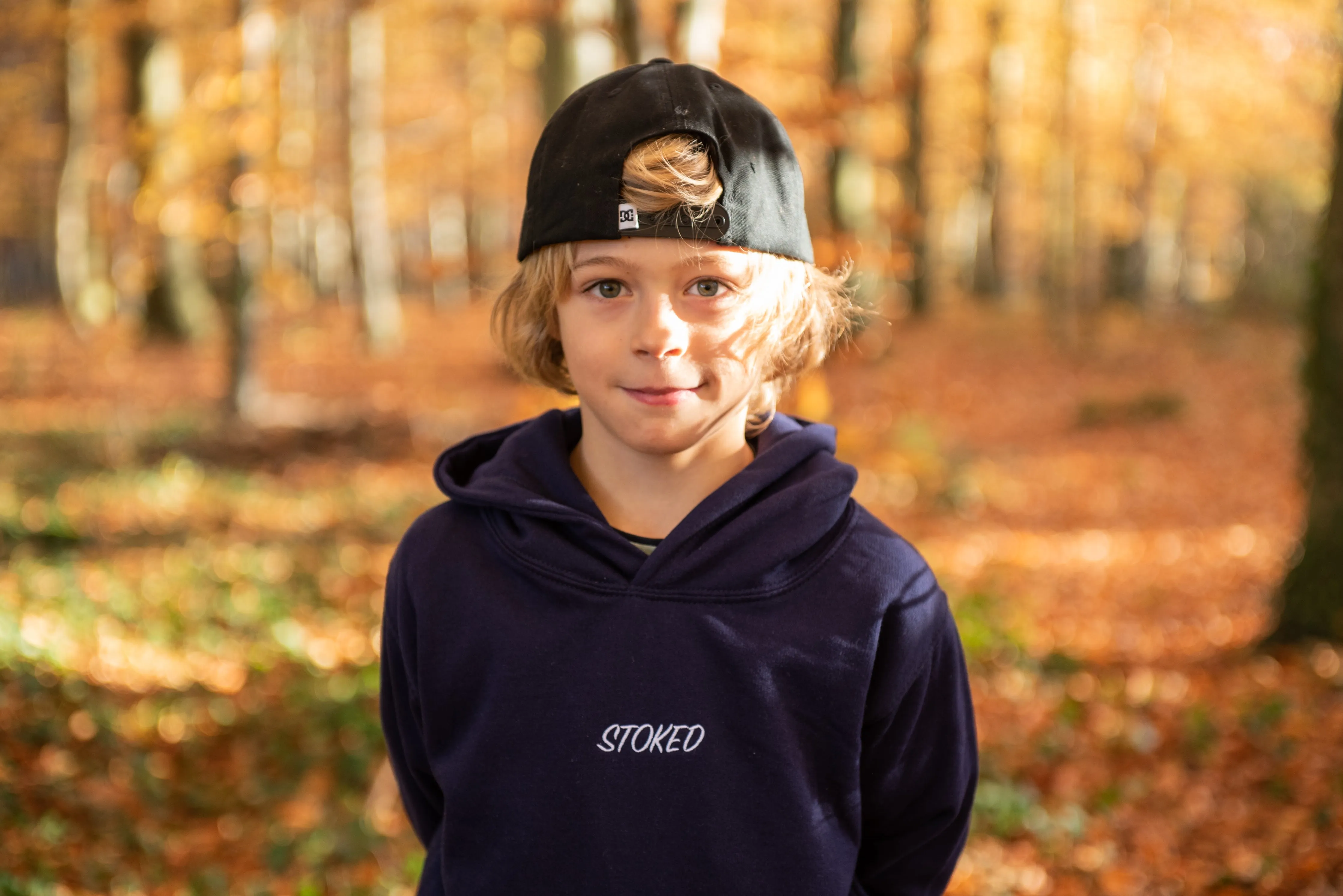 Kids Lightweight Script Hoodie Navy