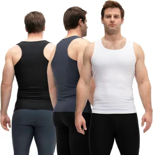 KISTA 3 Pack Men's Cool Dry Compression Sleeveless Tank Top, Sports Running Basketball Workout Base Layer