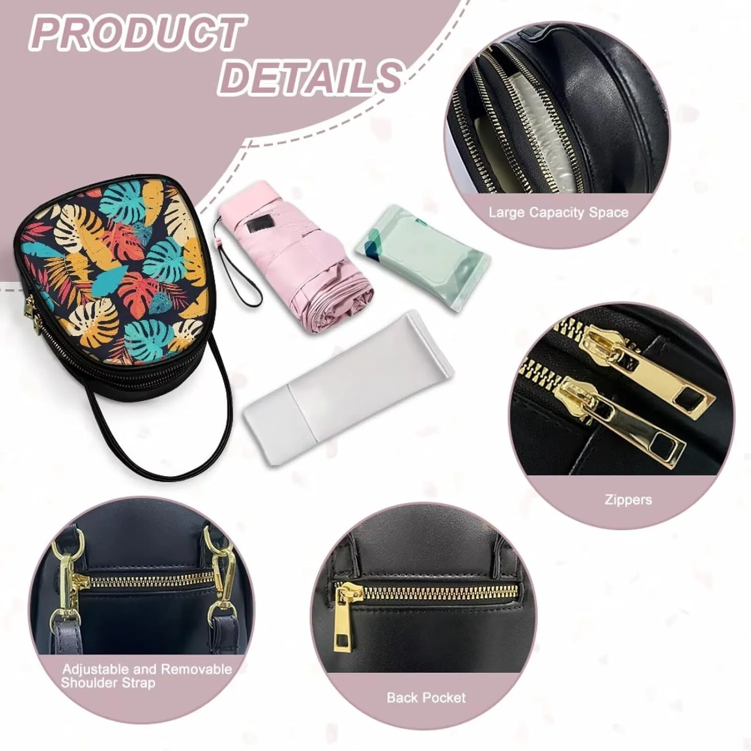 Ladies Double Layer Soft PU Leather Multi-Pocket Shoulder Bag Handbag Womens Crossboby Bag with Adjustable Strap