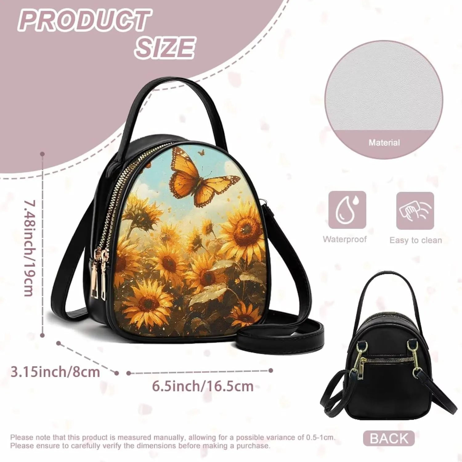 Ladies Double Layer Soft PU Leather Multi-Pocket Shoulder Bag Handbag Womens Crossboby Bag with Adjustable Strap