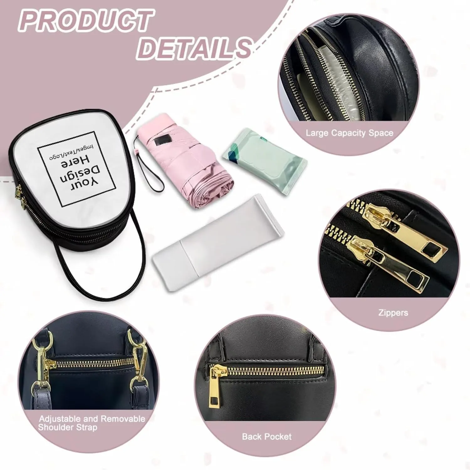 Ladies Double Layer Soft PU Leather Multi-Pocket Shoulder Bag Handbag Womens Crossboby Bag with Adjustable Strap