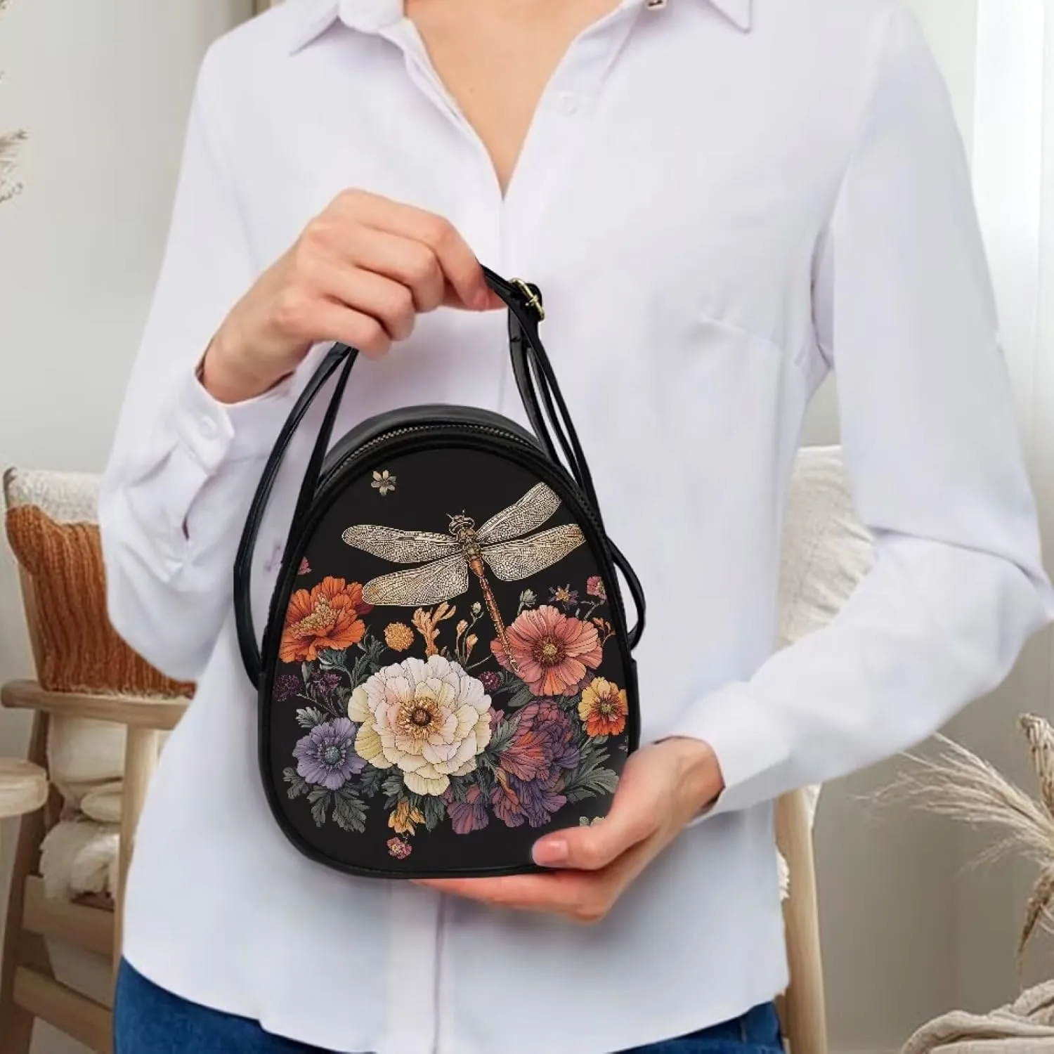Ladies Double Layer Soft PU Leather Multi-Pocket Shoulder Bag Handbag Womens Crossboby Bag with Adjustable Strap