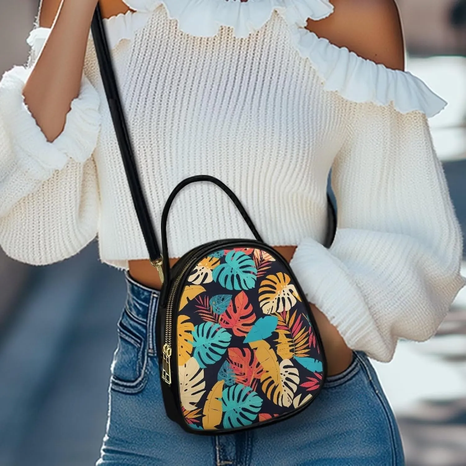 Ladies Double Layer Soft PU Leather Multi-Pocket Shoulder Bag Handbag Womens Crossboby Bag with Adjustable Strap