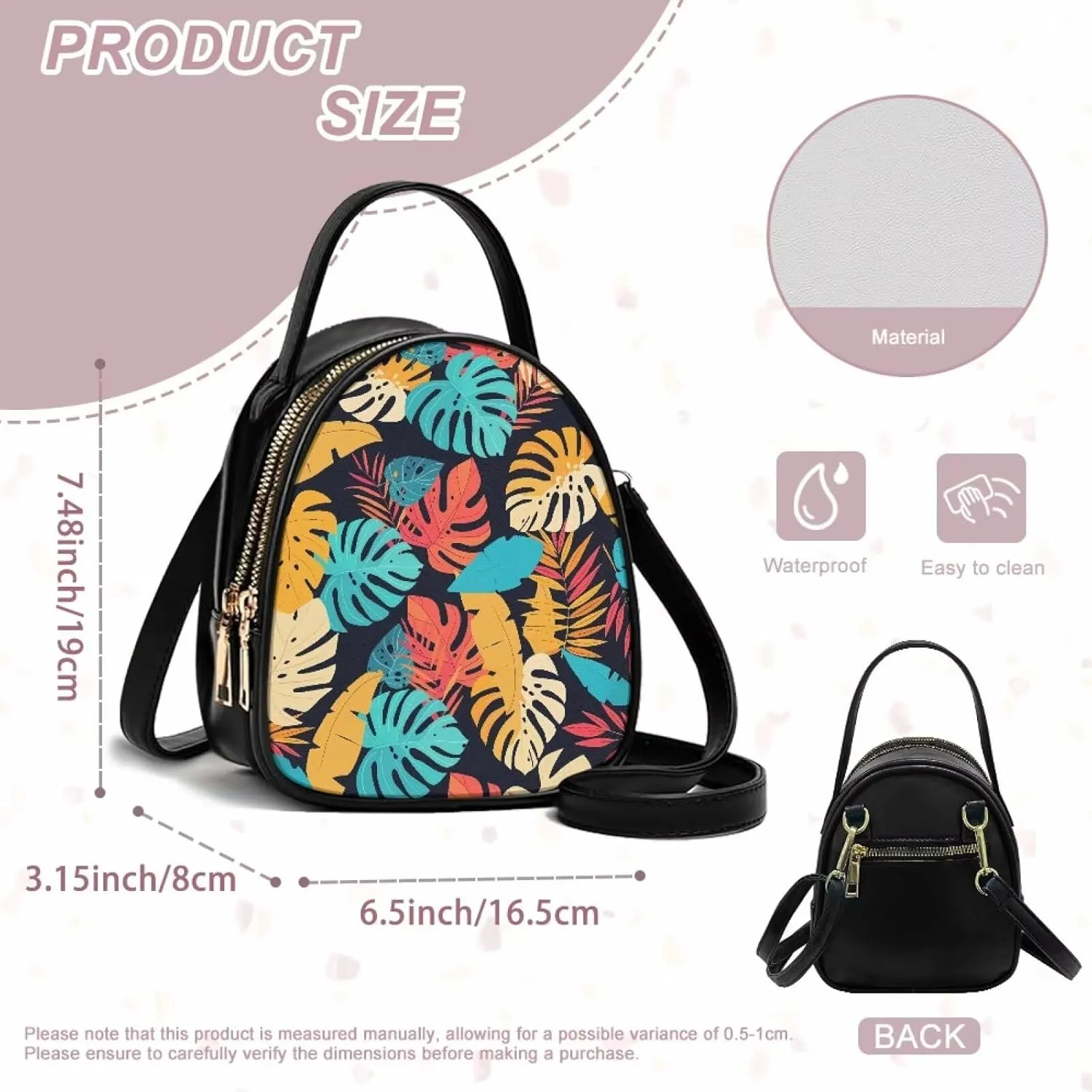 Ladies Double Layer Soft PU Leather Multi-Pocket Shoulder Bag Handbag Womens Crossboby Bag with Adjustable Strap