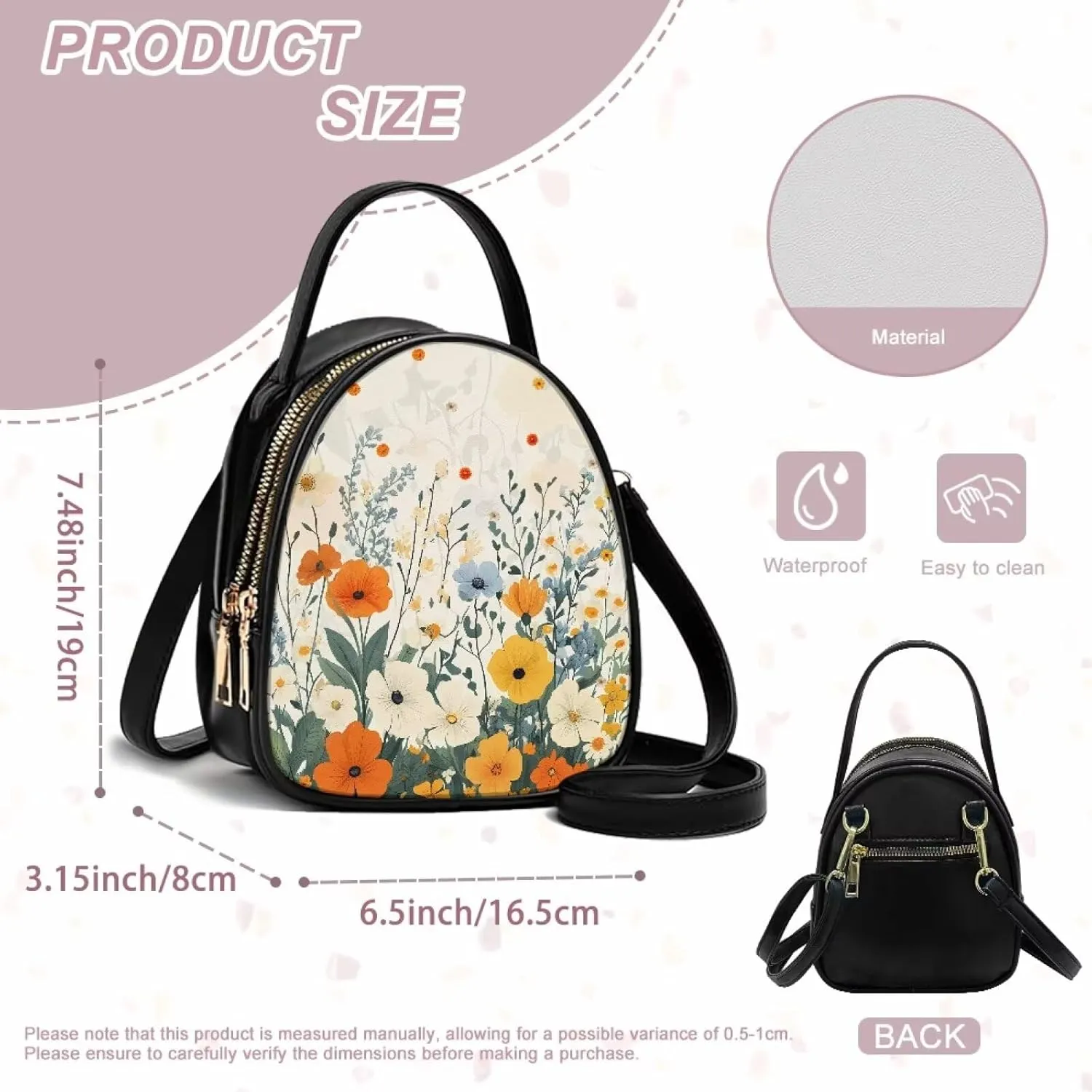 Ladies Double Layer Soft PU Leather Multi-Pocket Shoulder Bag Handbag Womens Crossboby Bag with Adjustable Strap