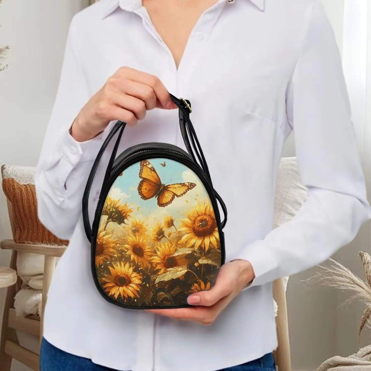 Ladies Double Layer Soft PU Leather Multi-Pocket Shoulder Bag Handbag Womens Crossboby Bag with Adjustable Strap