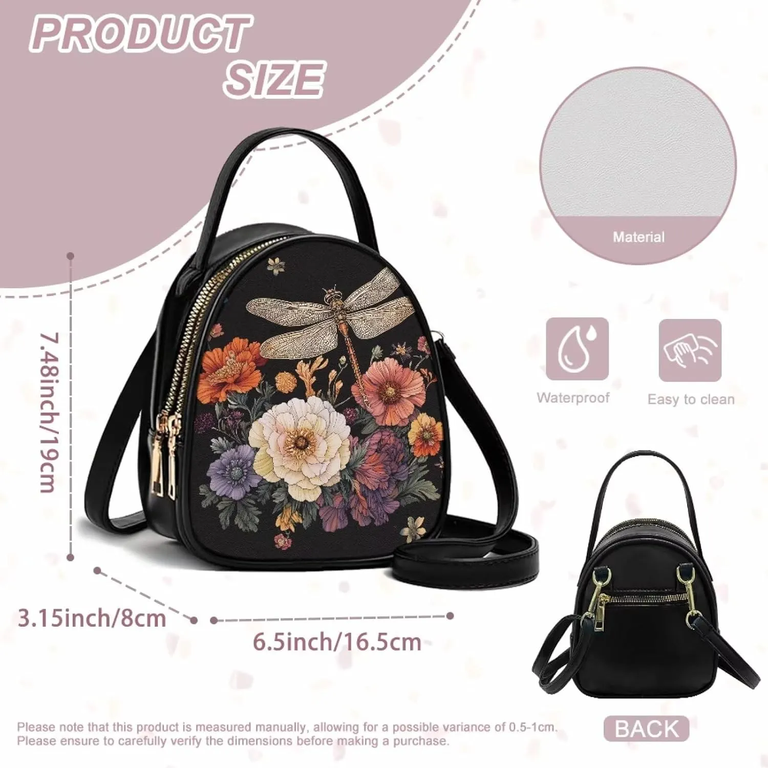 Ladies Double Layer Soft PU Leather Multi-Pocket Shoulder Bag Handbag Womens Crossboby Bag with Adjustable Strap