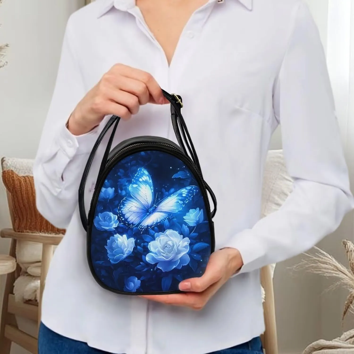 Ladies Double Layer Soft PU Leather Small Square Bag Large Capacity Crossbody Satchel for Women One Size Zipper