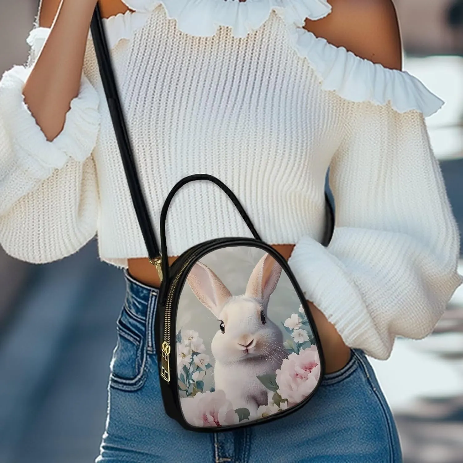 Ladies Double Layer Soft PU Leather Small Square Bag Large Capacity Crossbody Satchel for Women One Size Zipper