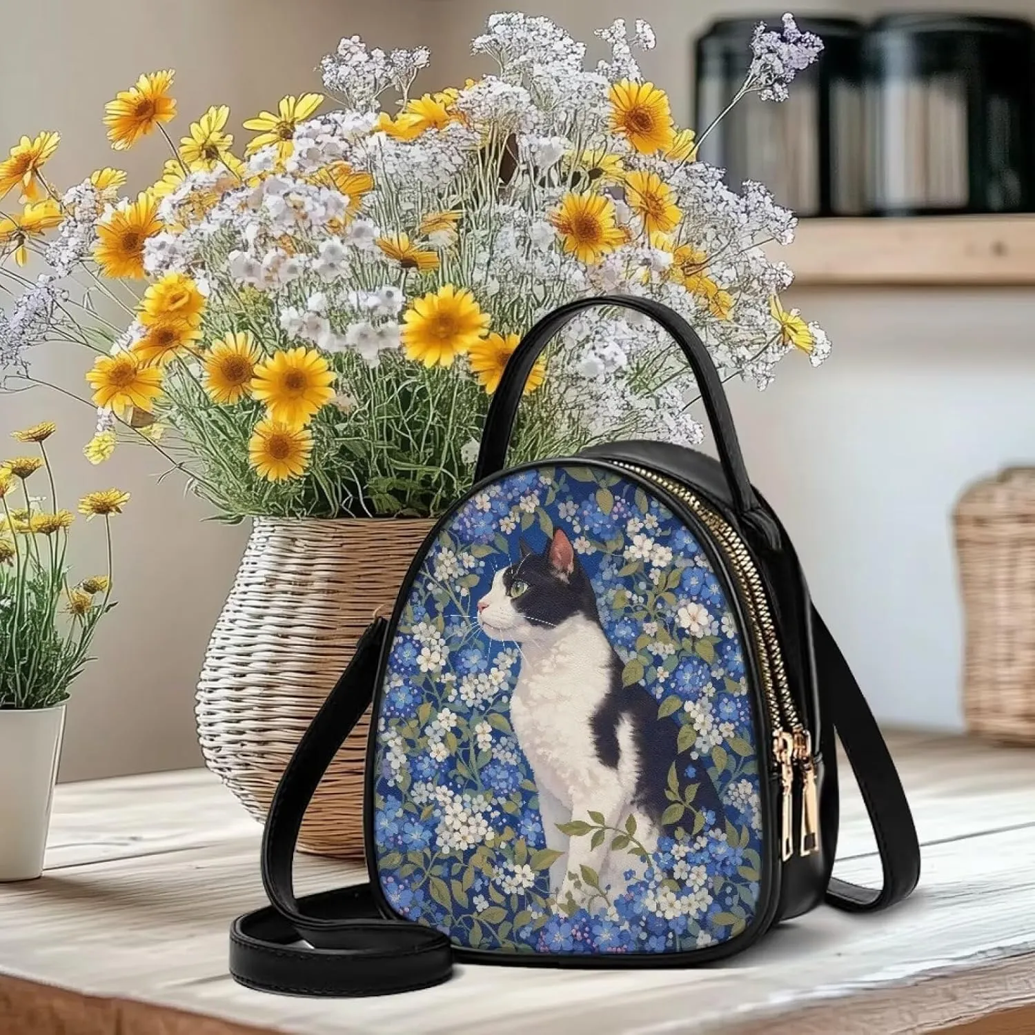 Ladies Double Layer Soft PU Leather Small Square Bag Large Capacity Crossbody Satchel for Women One Size Zipper