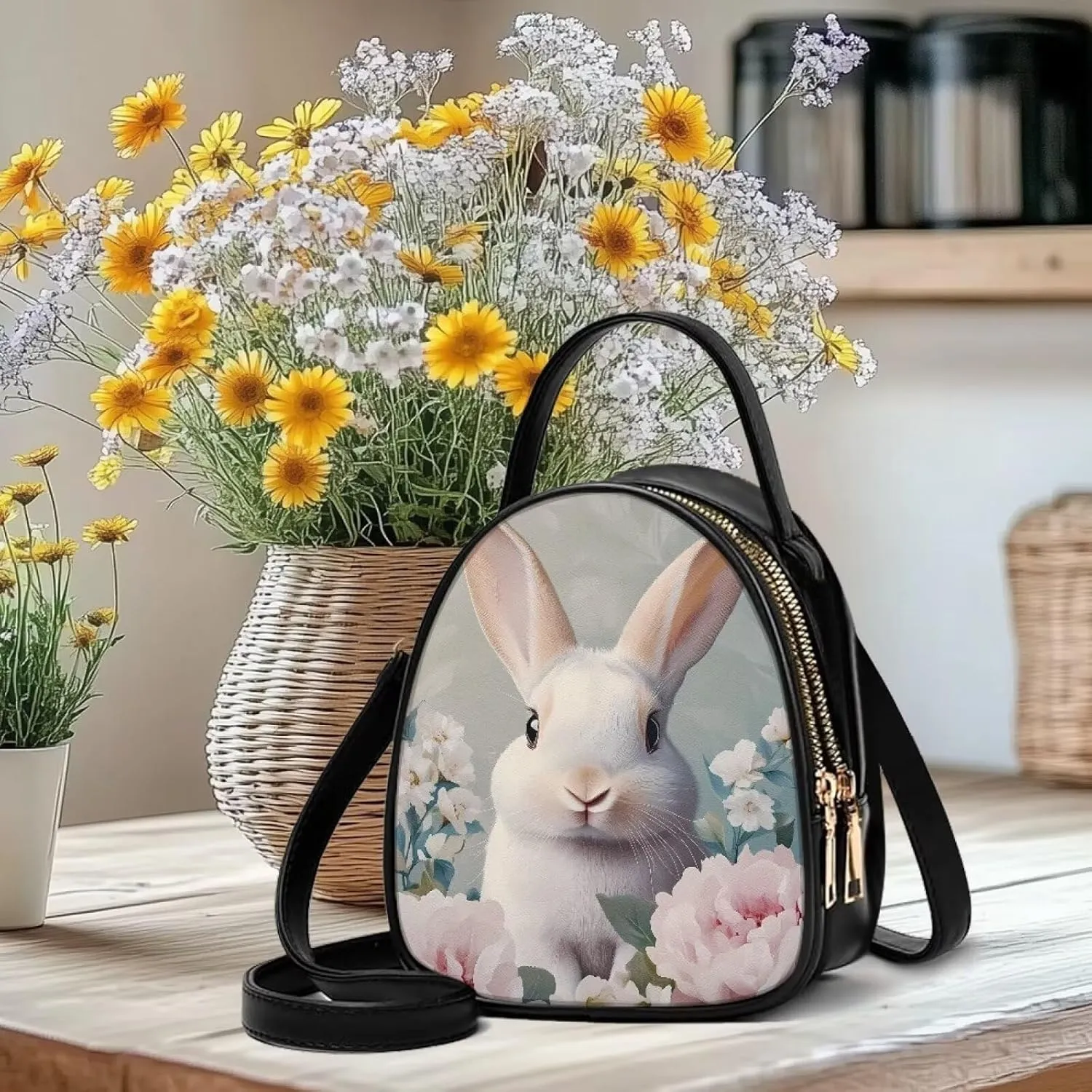 Ladies Double Layer Soft PU Leather Small Square Bag Large Capacity Crossbody Satchel for Women One Size Zipper