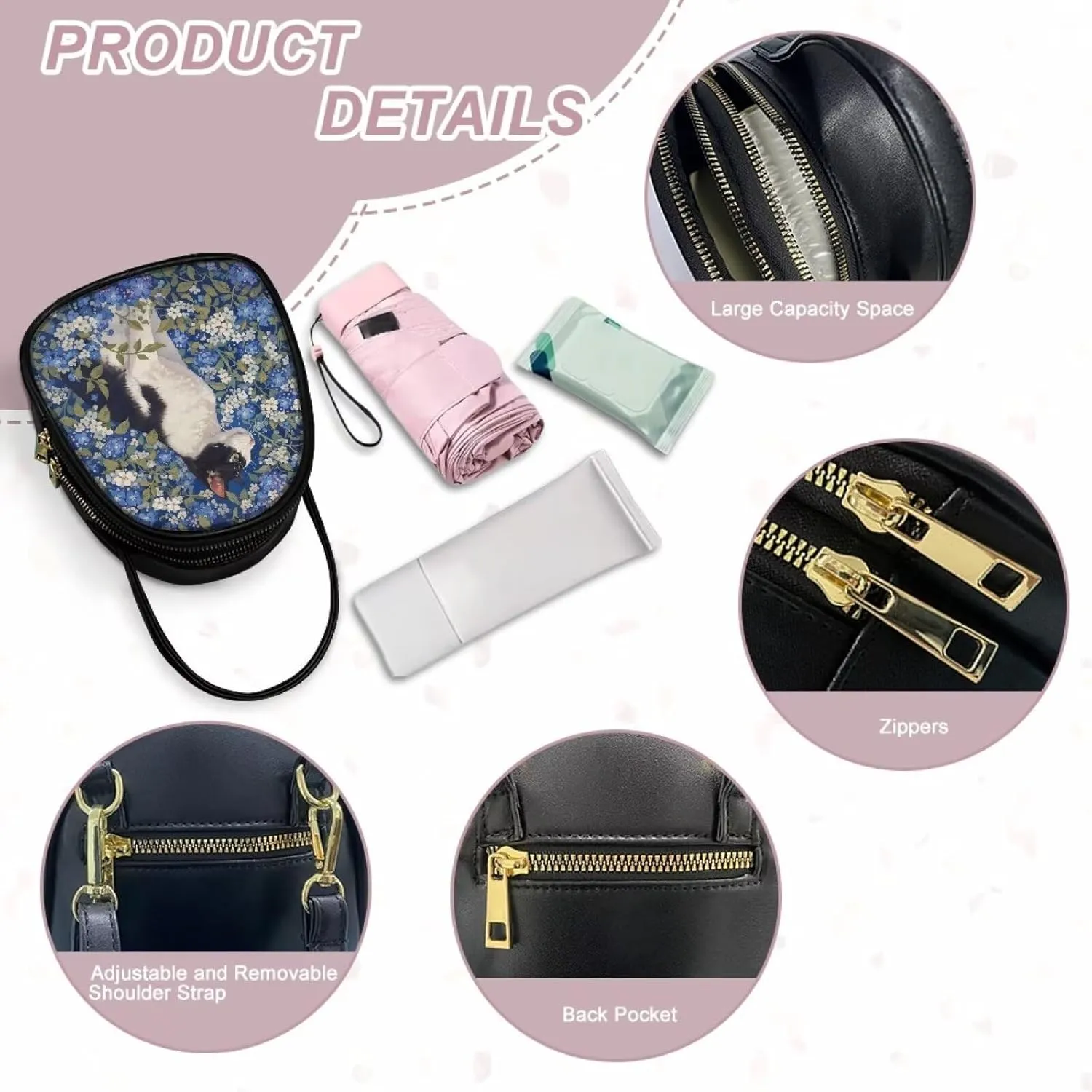 Ladies Double Layer Soft PU Leather Small Square Bag Large Capacity Crossbody Satchel for Women One Size Zipper