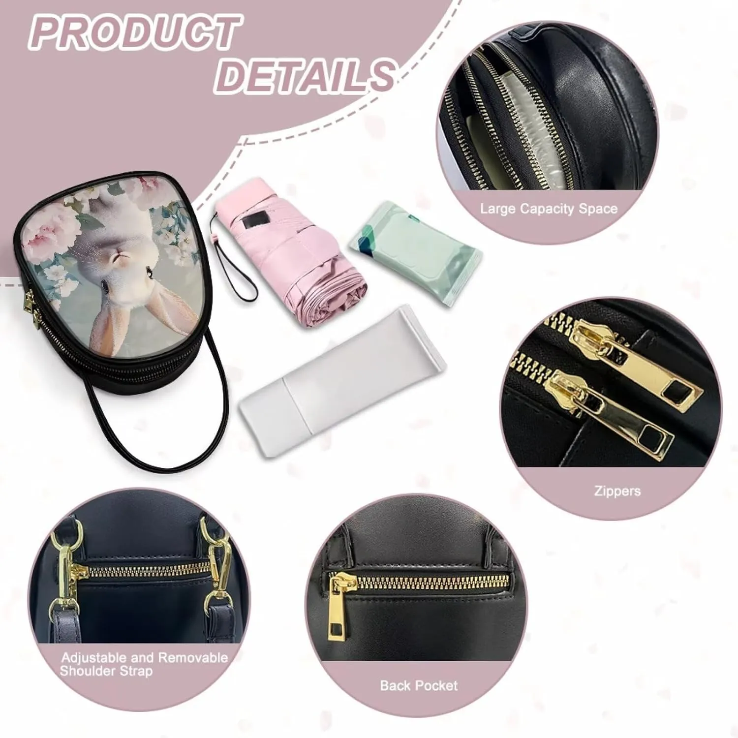 Ladies Double Layer Soft PU Leather Small Square Bag Large Capacity Crossbody Satchel for Women One Size Zipper