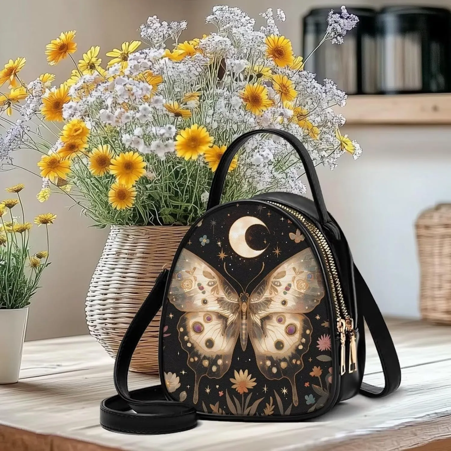 Ladies Double Layer Soft PU Leather Small Square Bag Large Capacity Crossbody Satchel for Women One Size Zipper