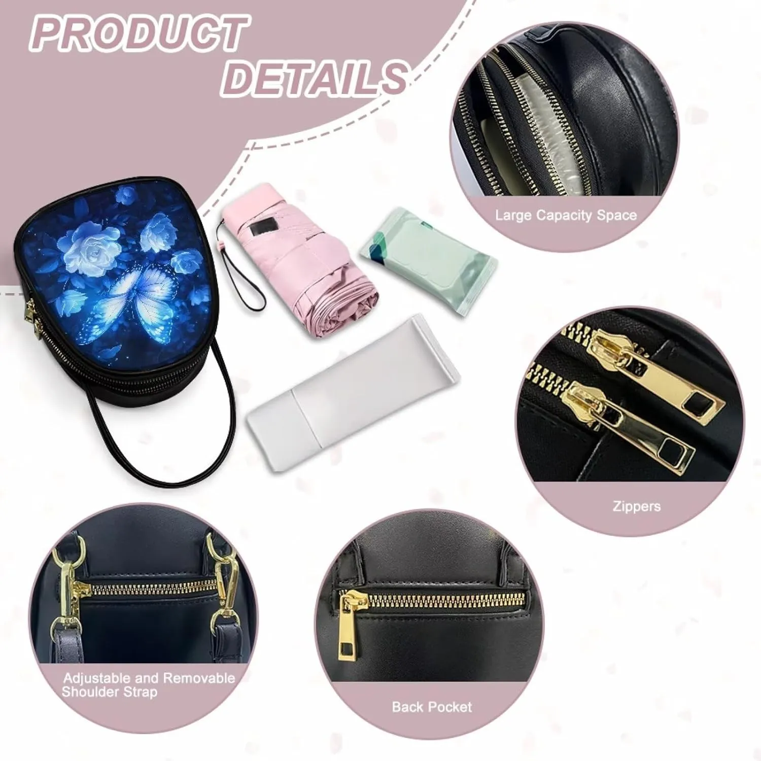 Ladies Double Layer Soft PU Leather Small Square Bag Large Capacity Crossbody Satchel for Women One Size Zipper