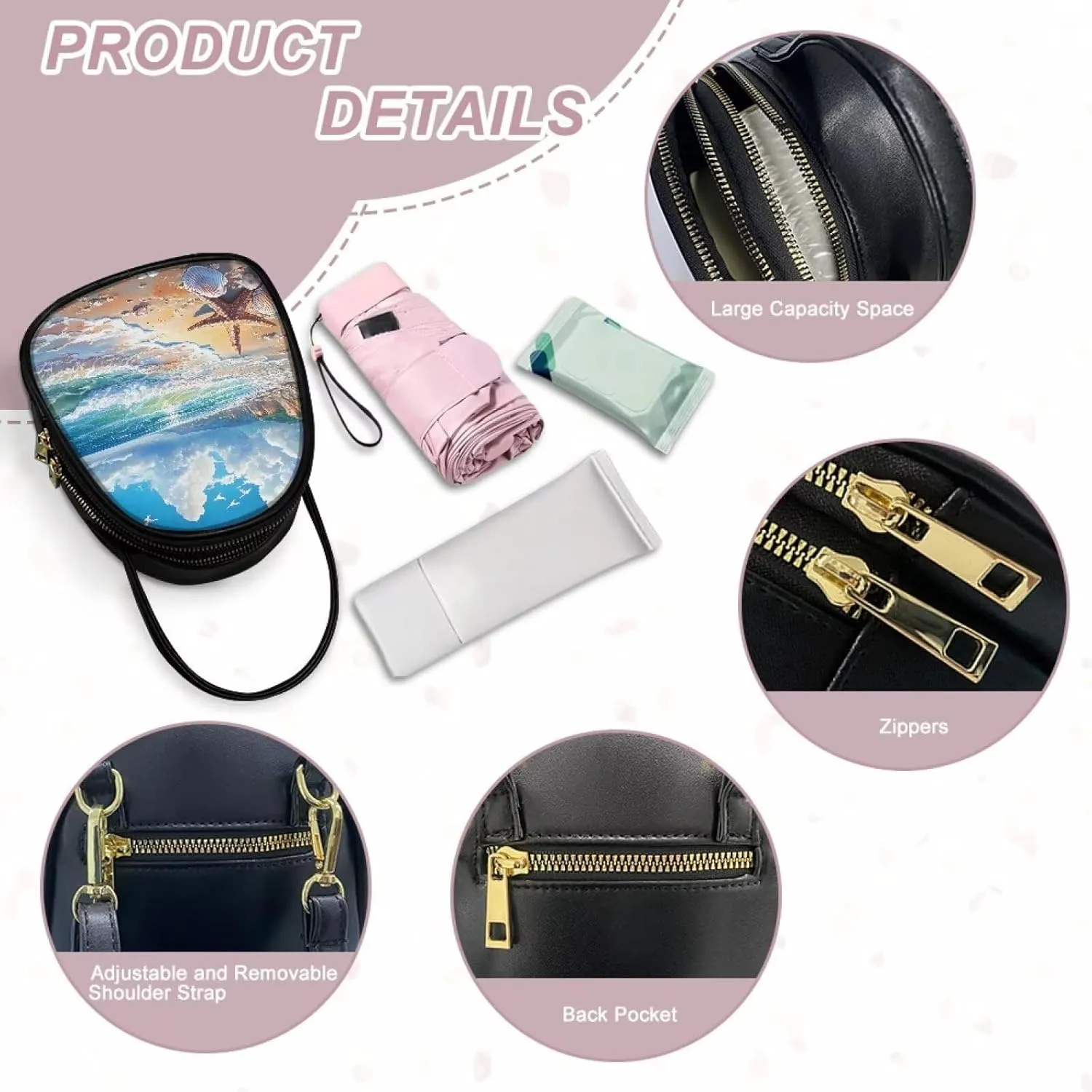 Lady Double Layer Soft PU Leather Womens Handle Small Square Bag Satchel Handbag with Zipper Pockets Shoulder Bag