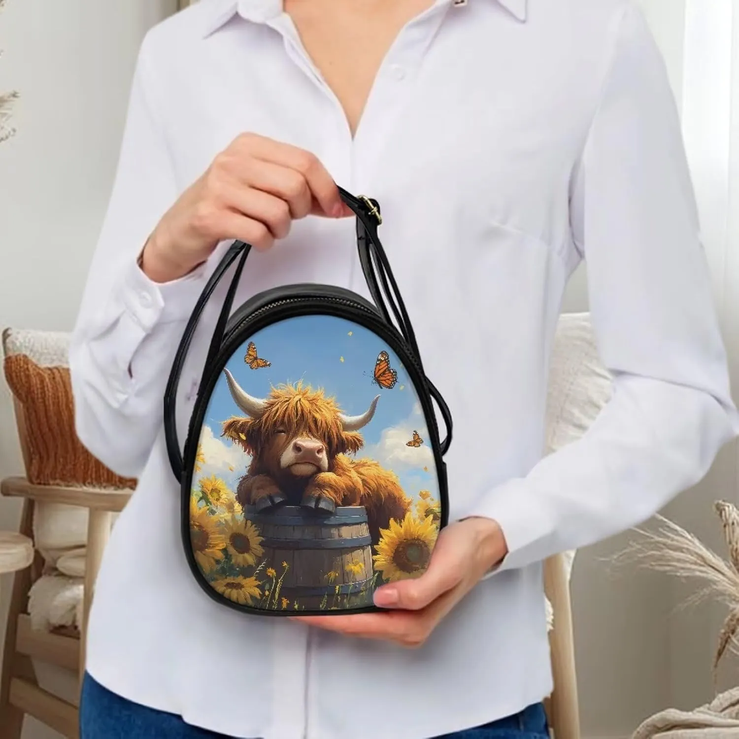 Lady Double Layer Soft PU Leather Womens Handle Small Square Bag Satchel Handbag with Zipper Pockets Shoulder Bag