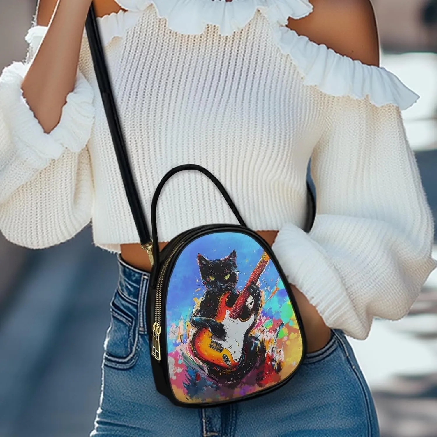 Lady Double Layer Soft PU Leather Womens Handle Small Square Bag Satchel Handbag with Zipper Pockets Shoulder Bag