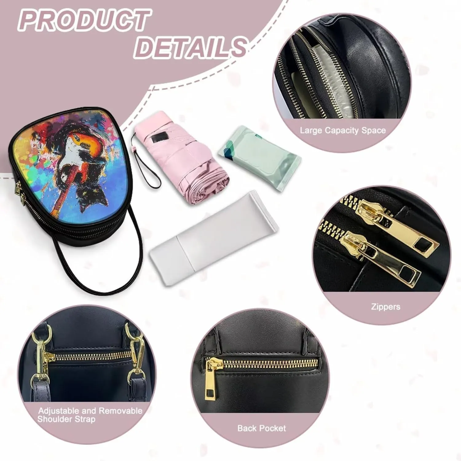 Lady Double Layer Soft PU Leather Womens Handle Small Square Bag Satchel Handbag with Zipper Pockets Shoulder Bag