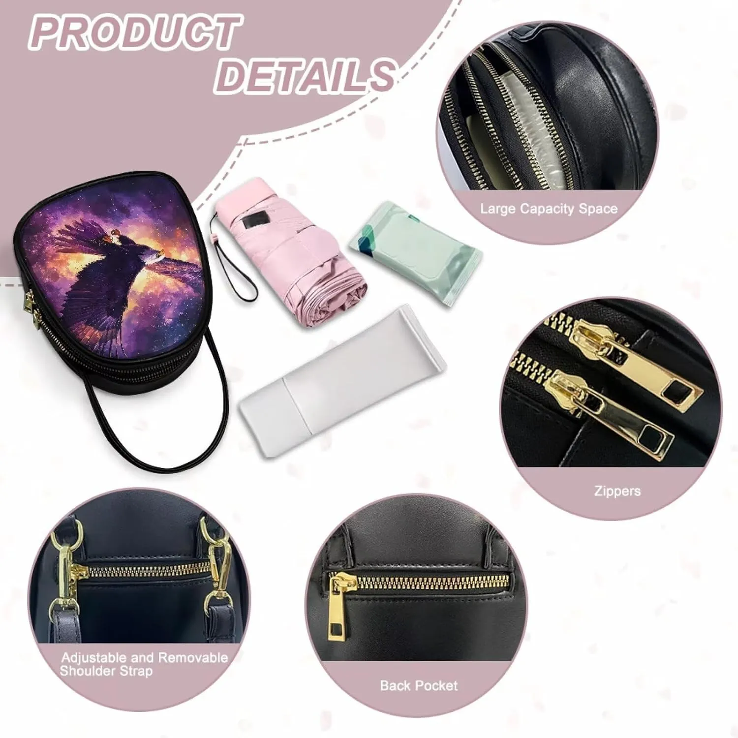 Lady Double Layer Soft PU Leather Womens Handle Small Square Bag Satchel Handbag with Zipper Pockets Shoulder Bag